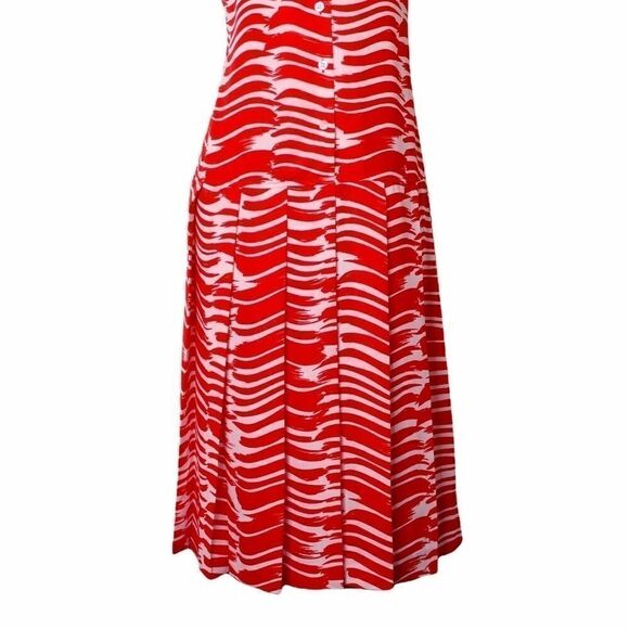 CAbi Red & White Brushstroke Print Dress Sz. Small - Picture 4 of 11